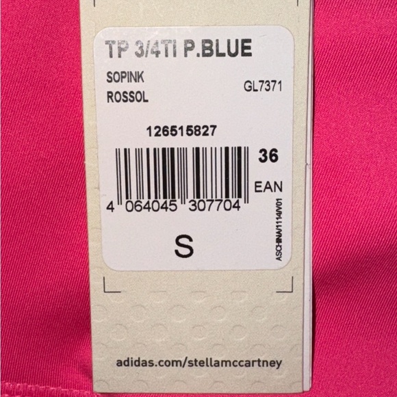 STELLA MCCARTNEY X ADIDAS WOMEN’S Tp 3/4 TI P BLUE LEGGINGS IN SIZE SMALL NWT - Picture 6 of 6